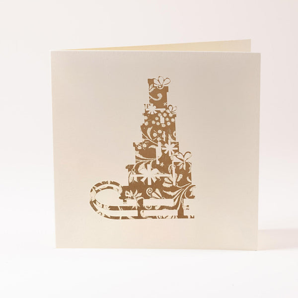 Grusskarte  "Schlitten mit Geschenken"