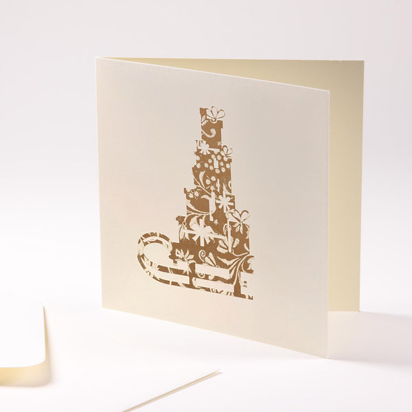 Grusskarte  "Schlitten mit Geschenken"