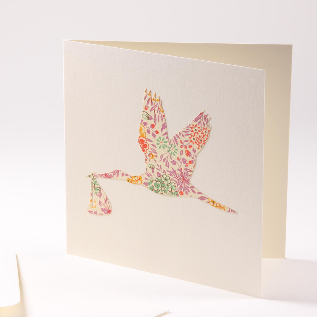 Greeting card "Stork with baby"