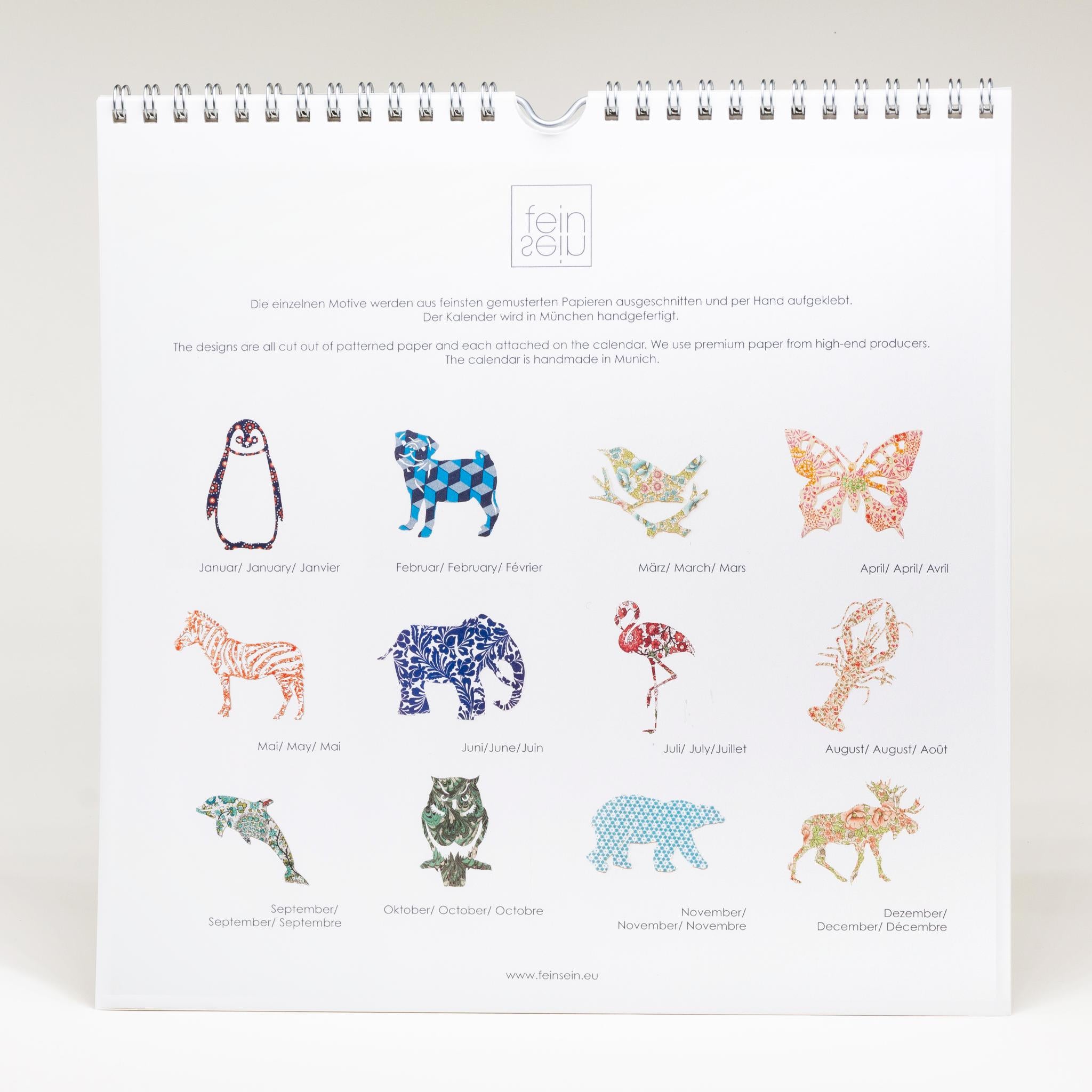 Perpetual calendar - animal motifs